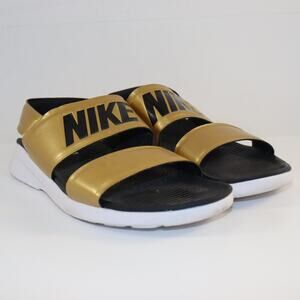 Nike Tanjun Metallic Gold & Black Adjustable Sport Sandals – Women’s 8